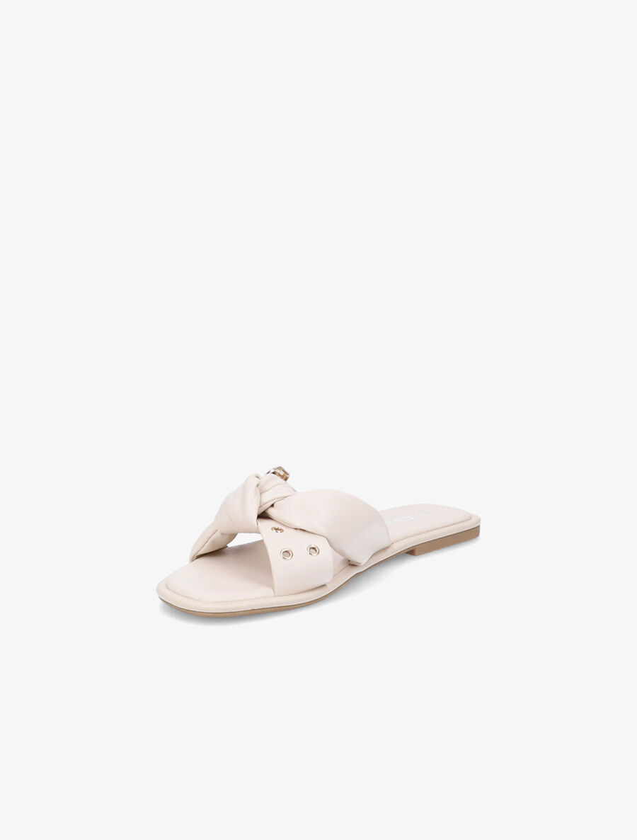 Mules à boucles métalliques et noeud - Beige - 3