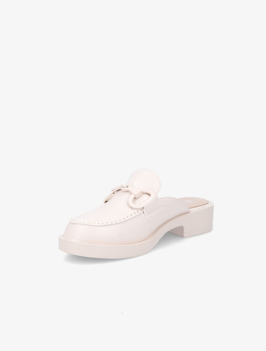 Mules monochrome style mocassin à boucle - Beige - 3