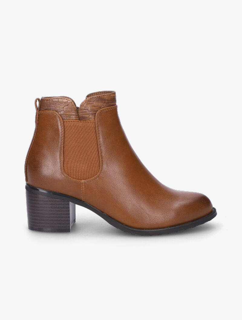 Bottines à cheville effet python - Camel - 1