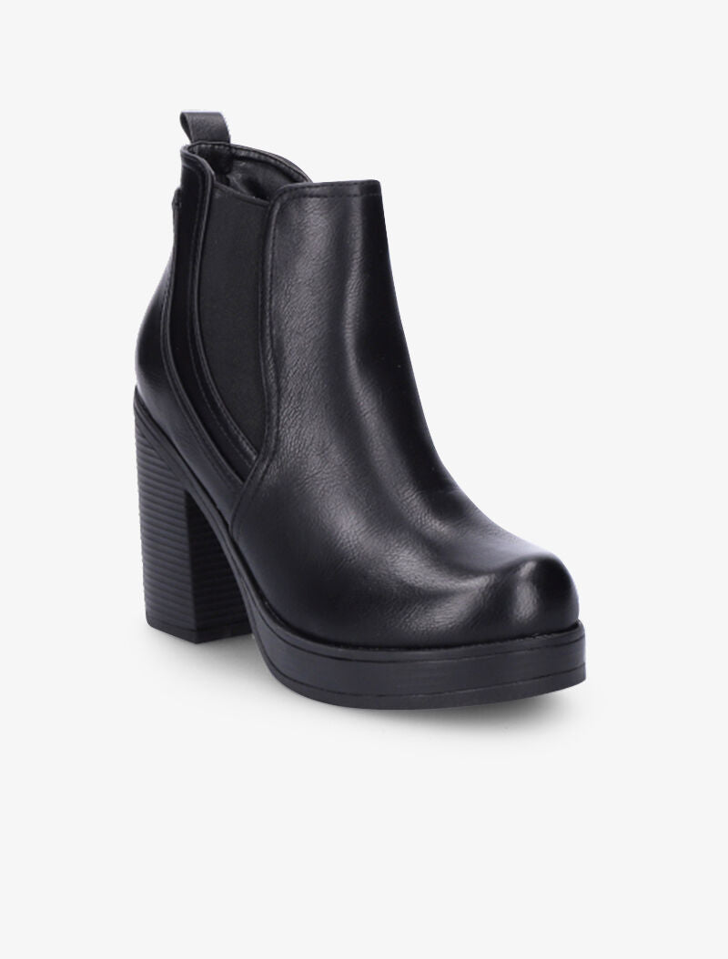 Bottines à plateforme et à ganse élastiquée - Noir - 3