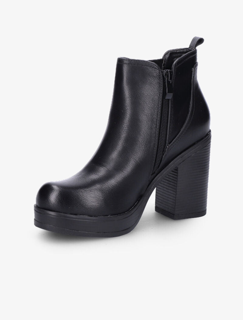 Bottines à plateforme et à ganse élastiquée - Noir - 4