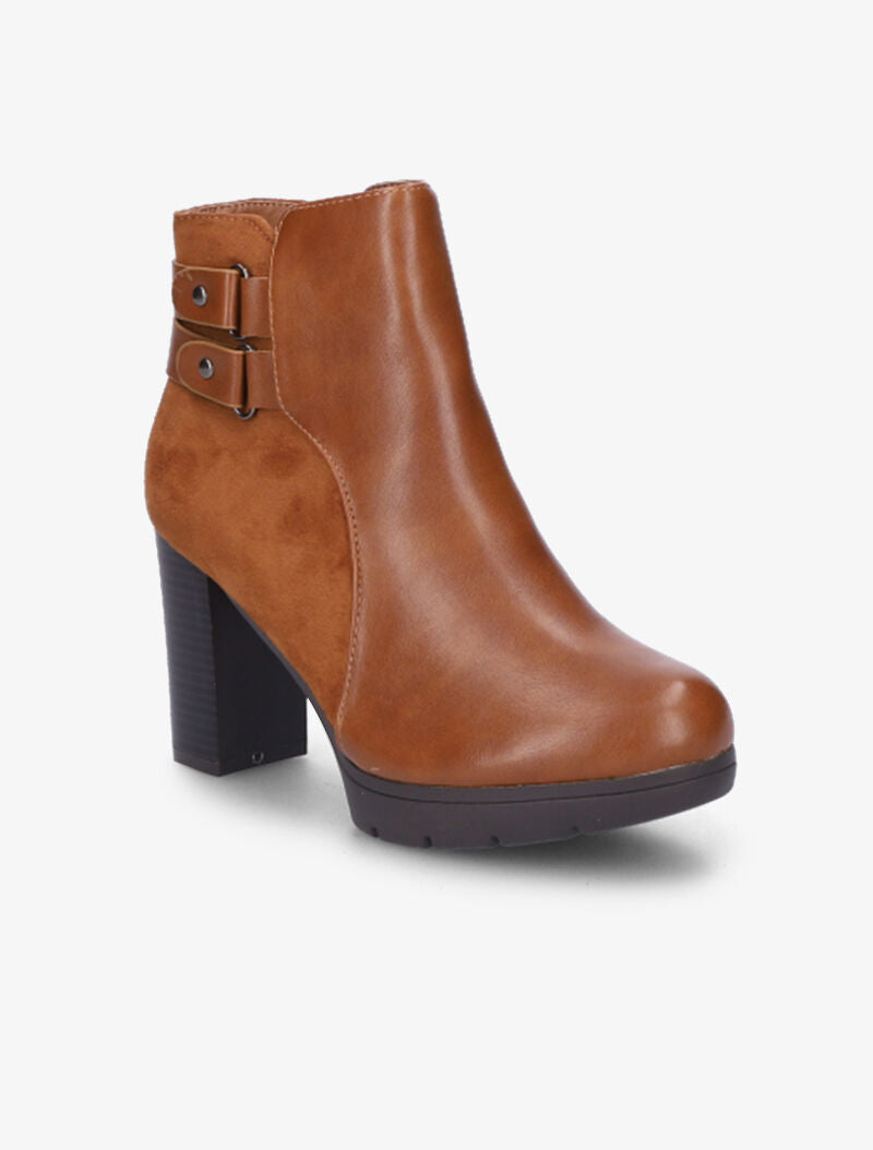 Bottines bi-matière à double sangles - Camel - 3