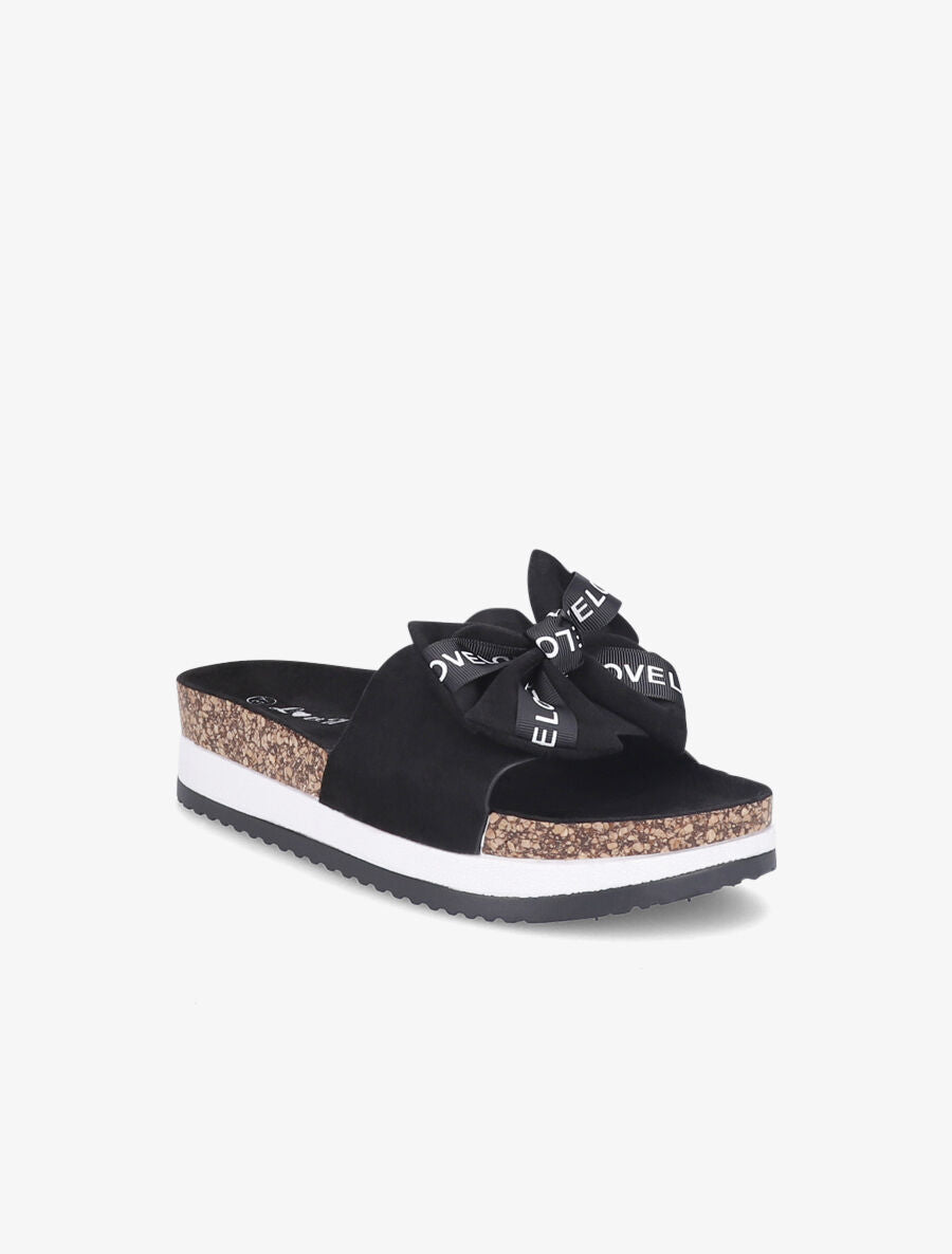 Claquettes à noeud et semelles stylisées - Noir - 5