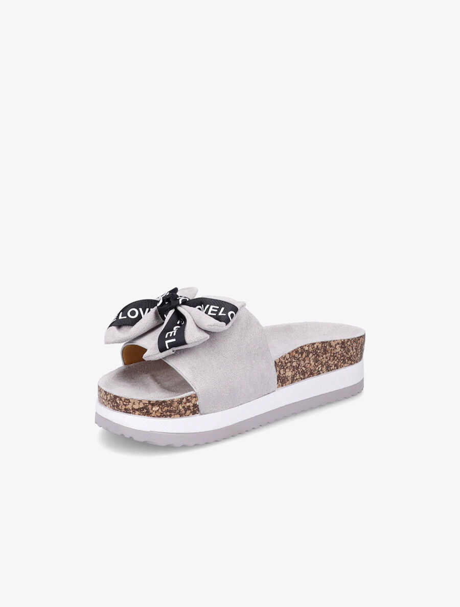Claquettes à noeud et semelles stylisées - Gris clair - 3
