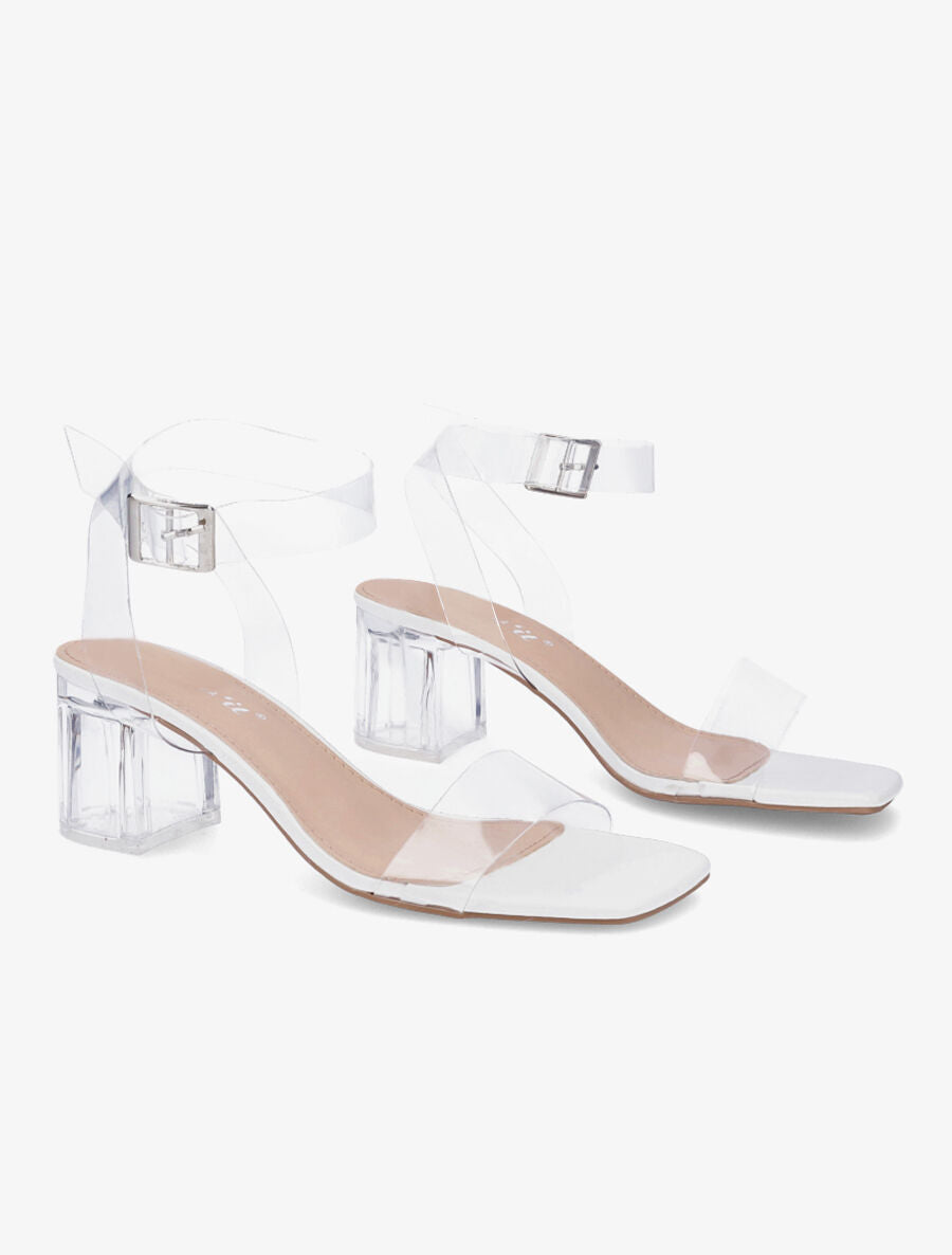 Sandales à brides et ganses transparentes - Blanc - 4