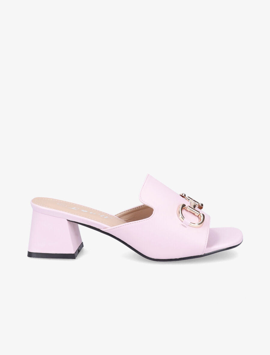 Mules en simili à boucle métallique dorée - Lilas - 1