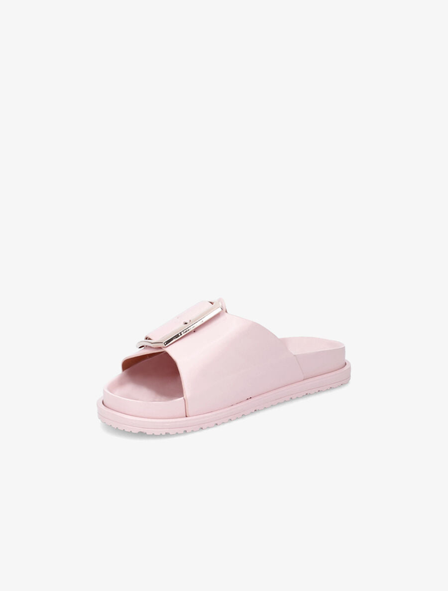 Claquettes en simili à boucle métallique - Rose - 3