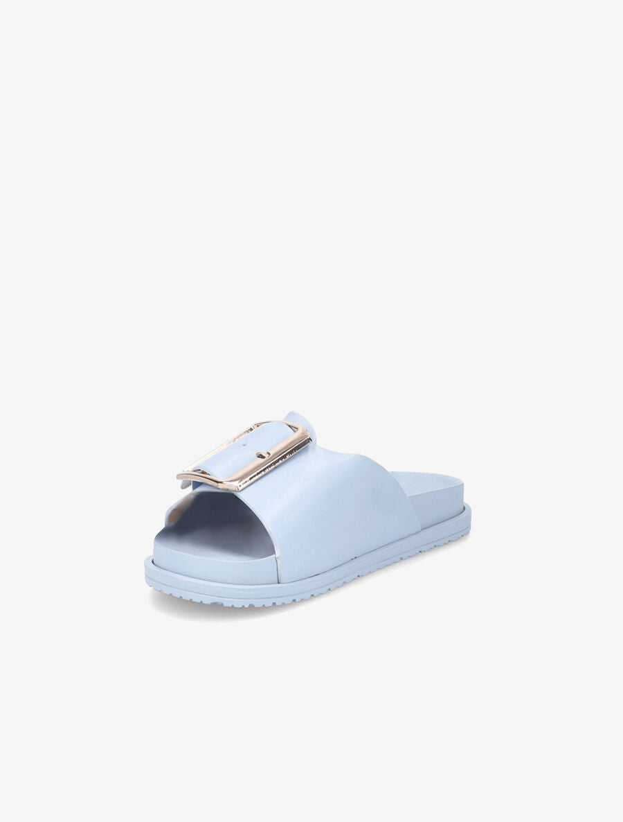 Claquettes en simili à boucle métallique - Bleu - 3