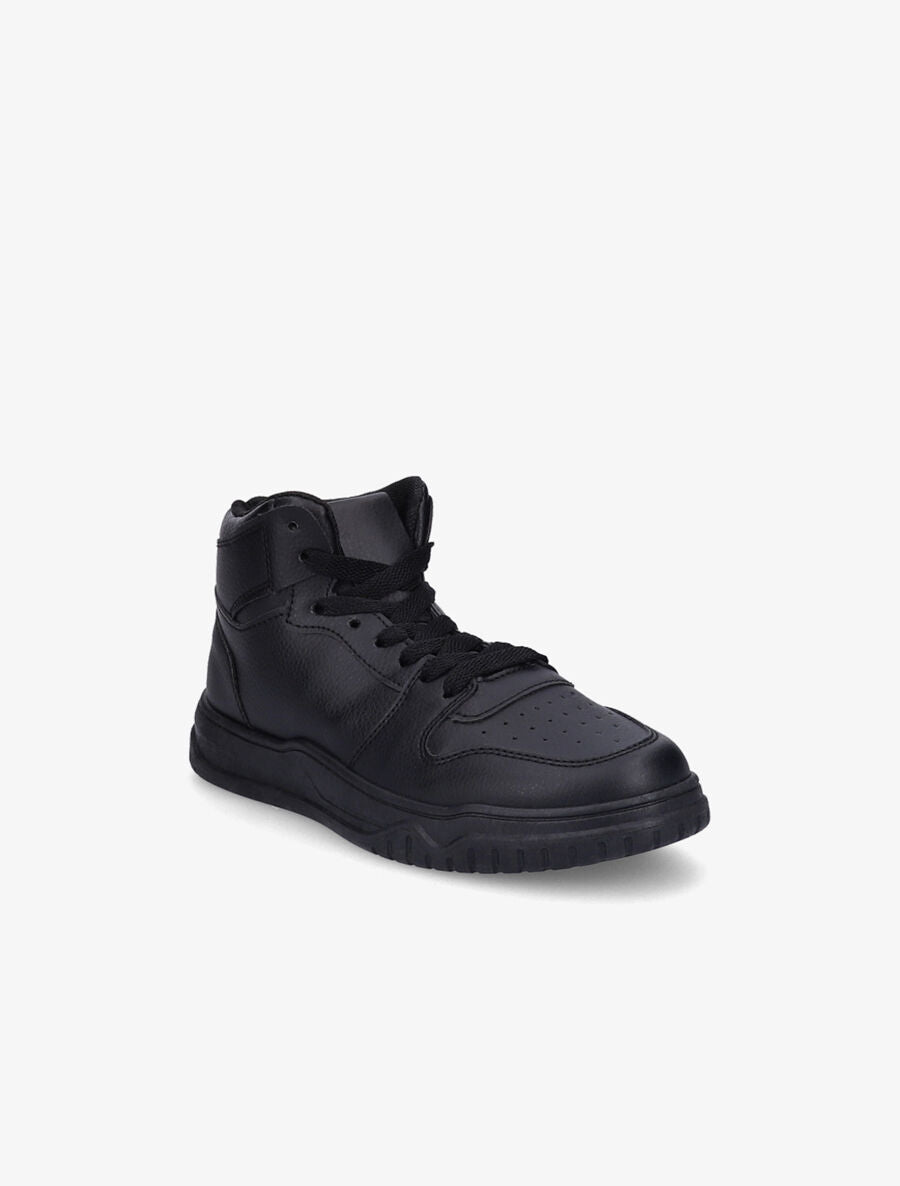 Sneakers montantes en simili à lacets - Noir - 2