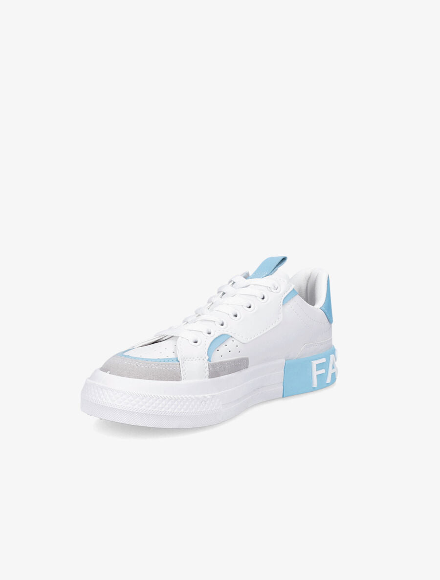 Sneakers à inscription et détail suédine - Turquoise - 3