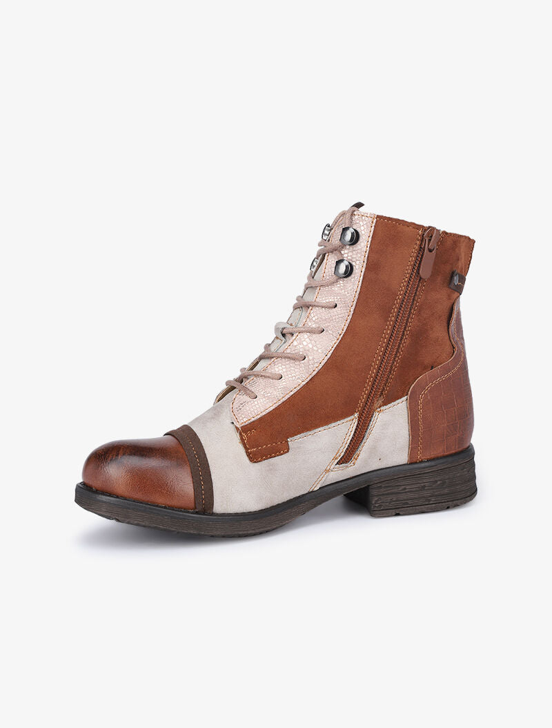 Boots style grunge à détails irisés - Camel - 4