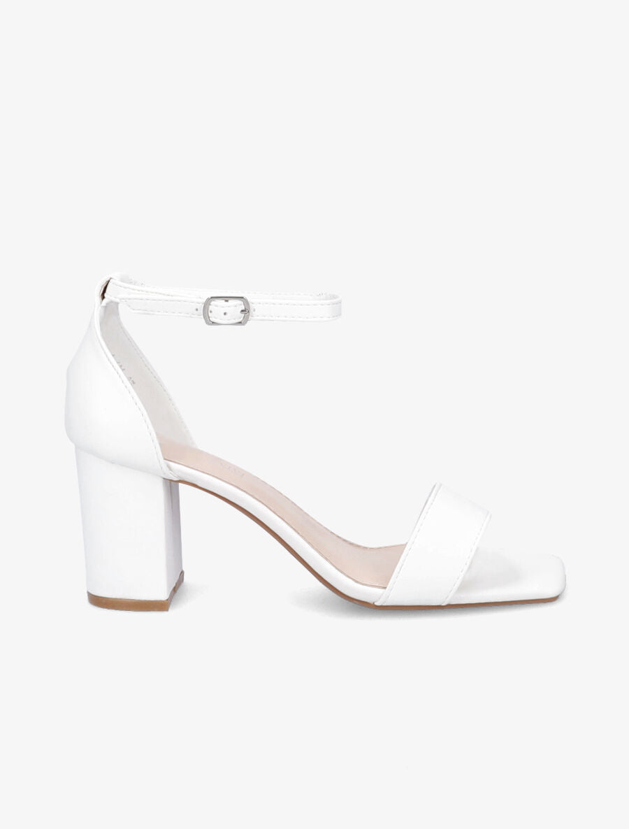 Sandales en simili à brides et talons - Blanc - 1