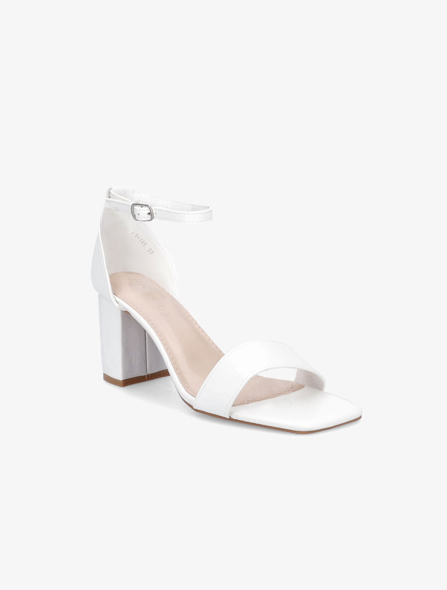 Sandales en simili à brides et talons - Blanc - 2