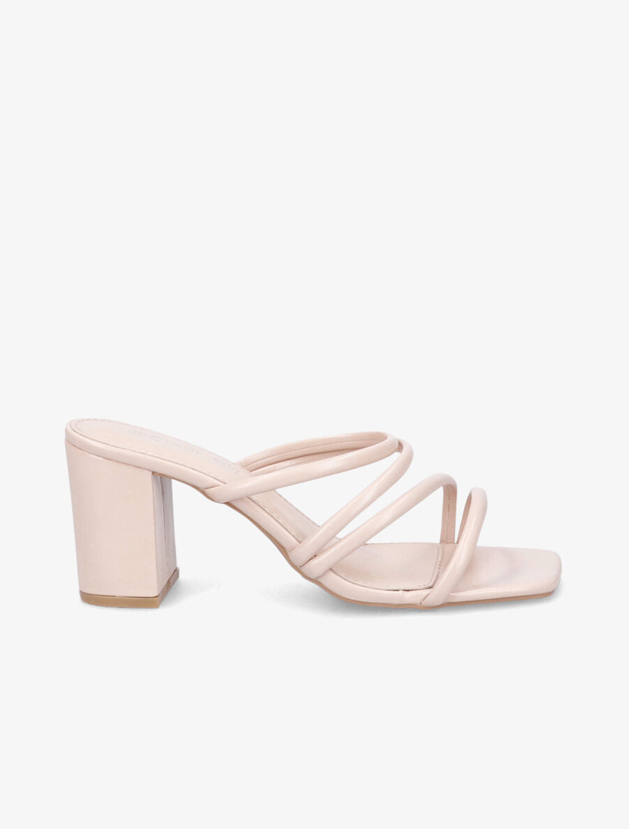 Mules à talons et multi brides - Beige - 1
