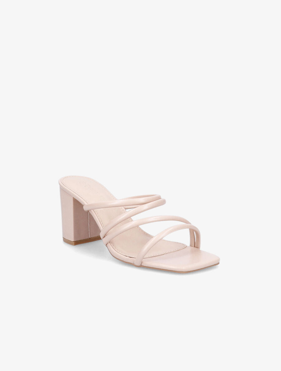 Mules à talons et multi brides - Beige - 2