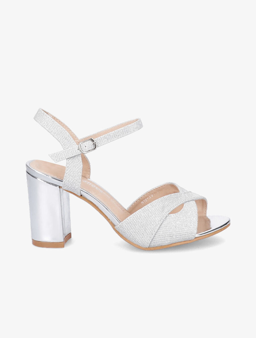 Sandales à brides croisées pailletées - Argent - 5