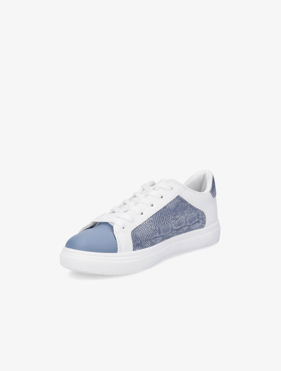 Baskets bi-matière effet python irisé - Blanc/bleu - 3