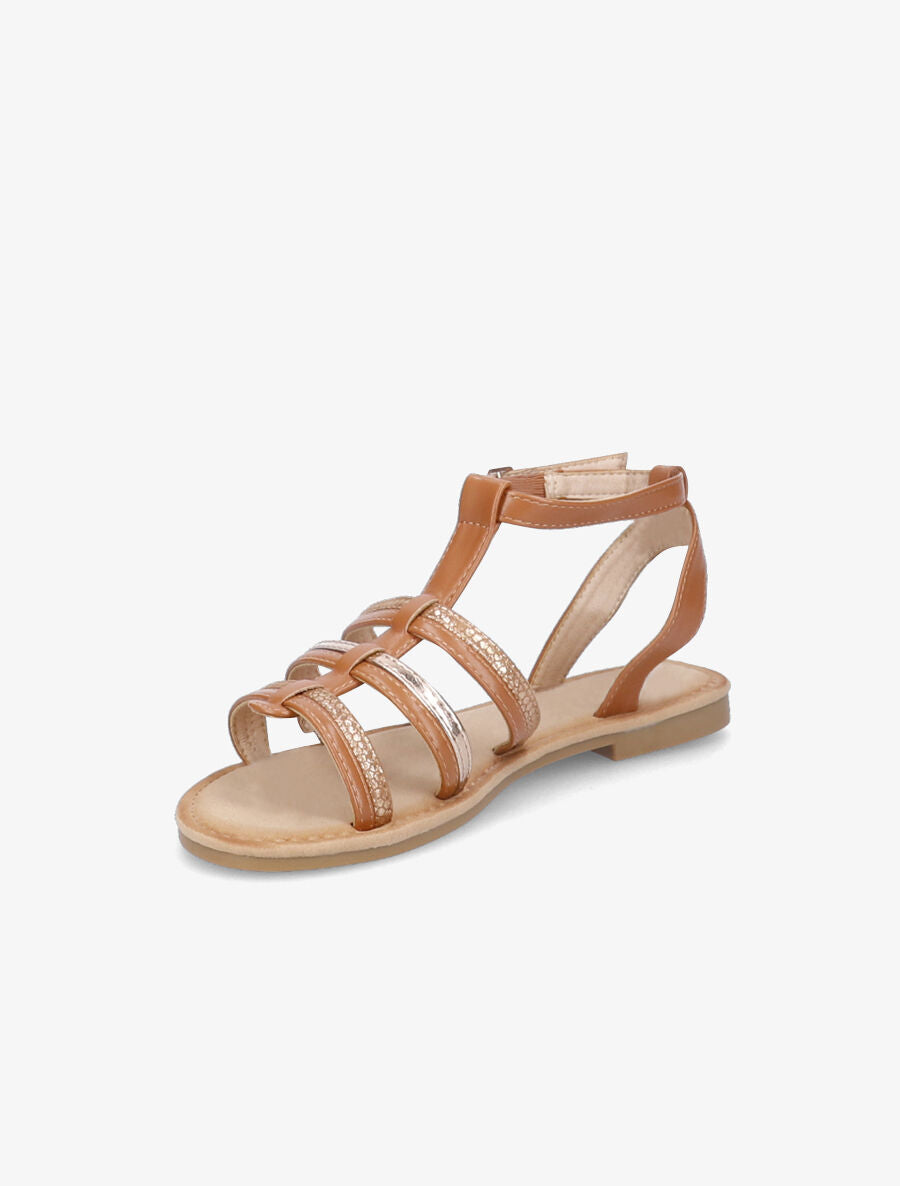 Nu-pieds à brides stylisées - Camel - 3