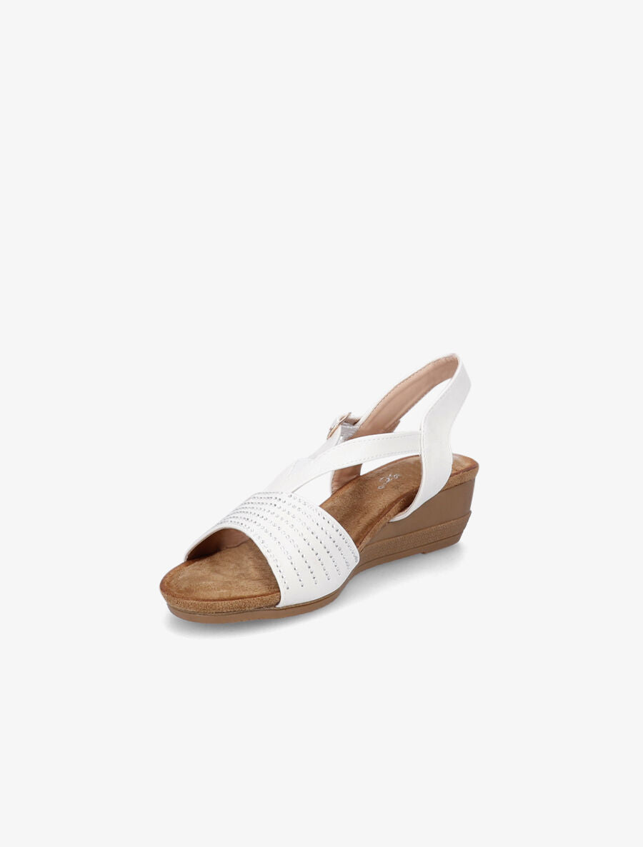 Sandales compensées à brides à strass - Blanc - 3
