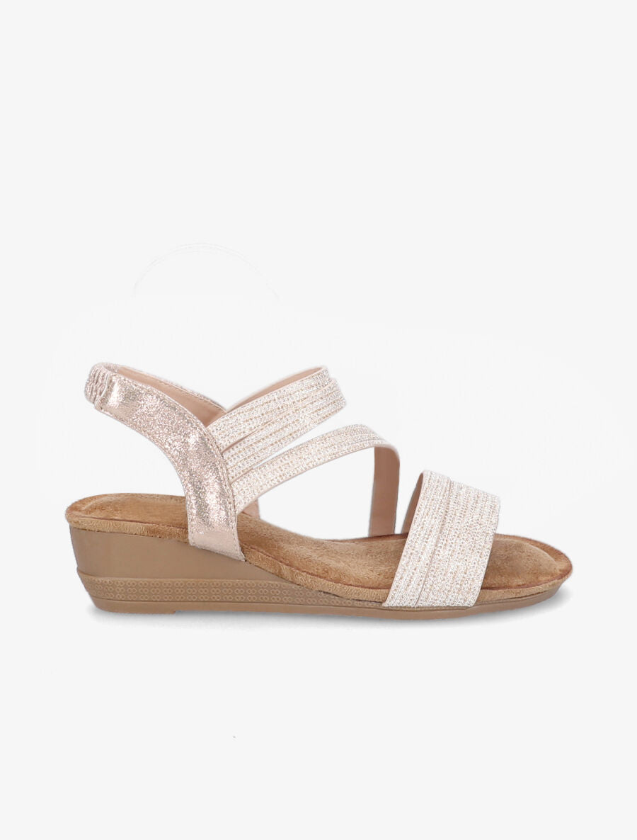 Sandales compensées et brides à paillettes - Rose gold - 5