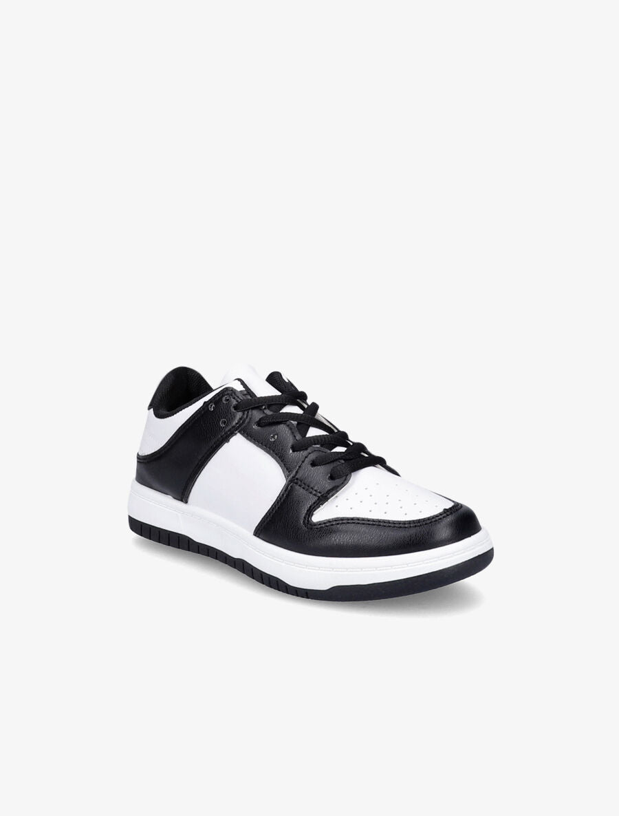Sneakers bicolore en simili - Noir/blanc - 2