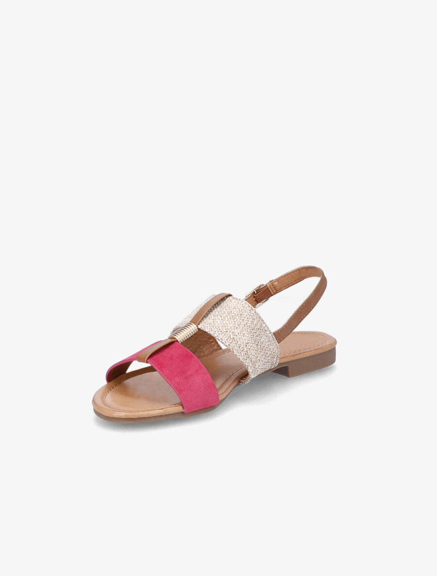 Nu-pieds bi-matière à détail doré - Fushia - 3
