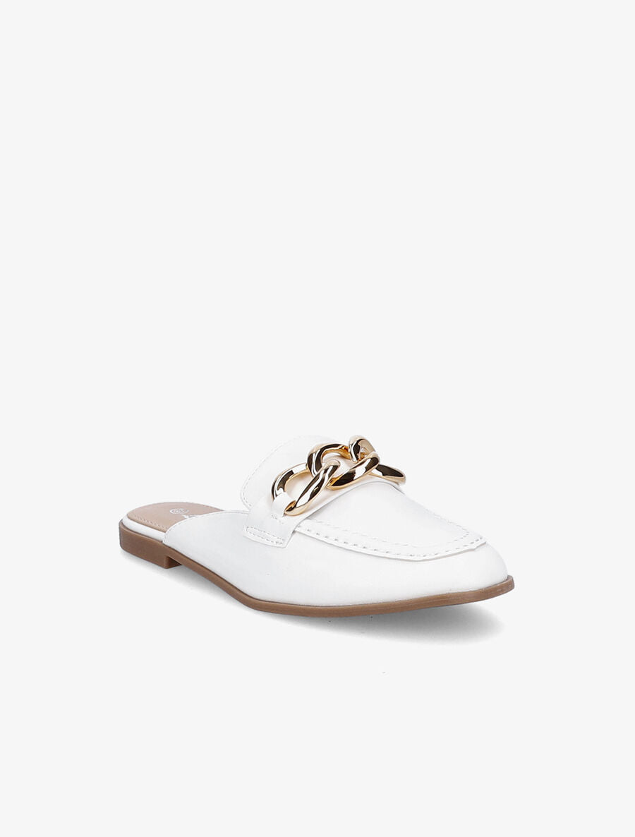 Mules style mocassin à chaîne - Blanc - 2