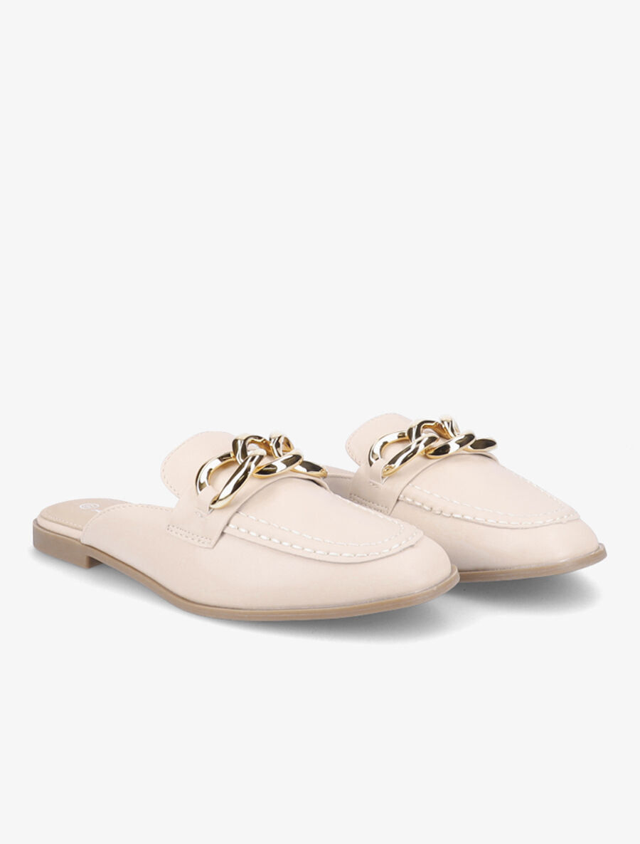 Mules style mocassin à chaîne - Beige - 4