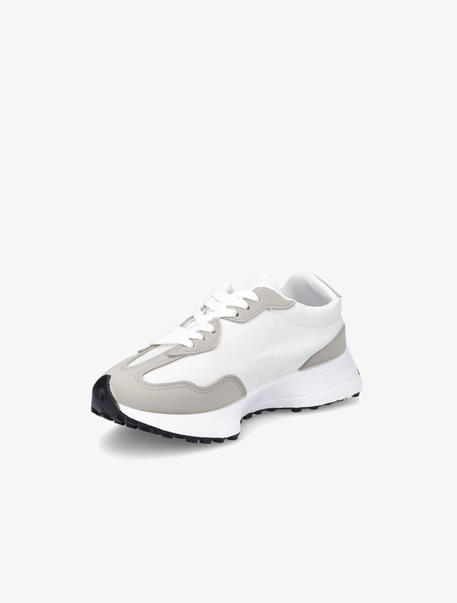 Running en tissu et suédine à semelles crantées - Blanc - 3