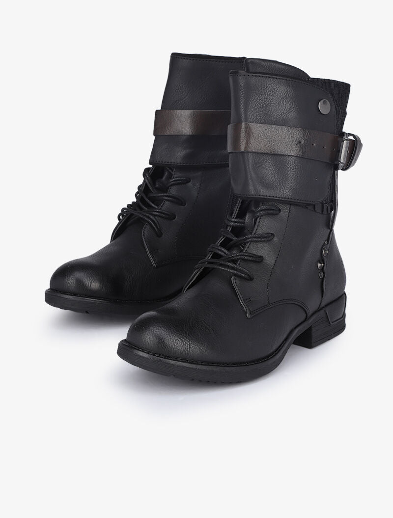Boots style rangers à contrefort clouté - Noir - 1