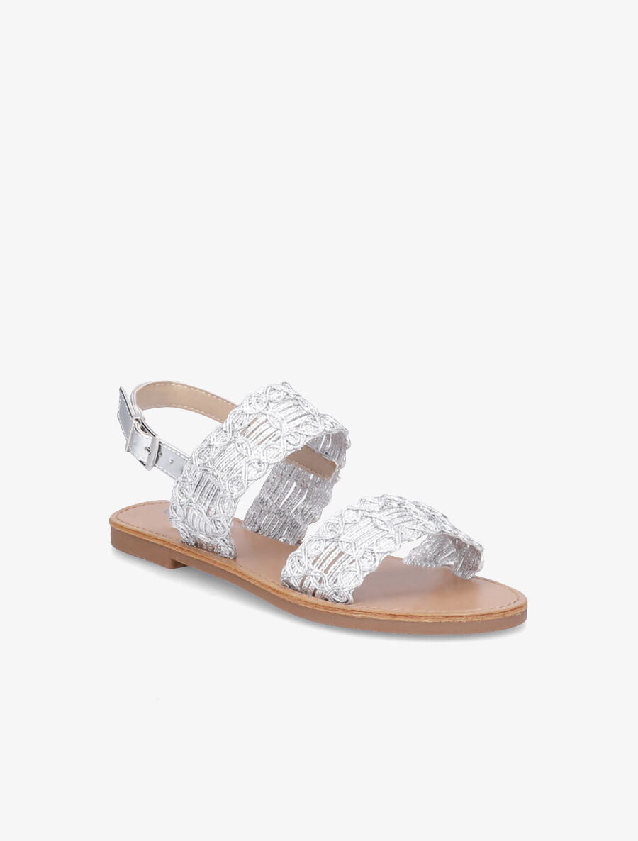 Nu-pieds à bride et ganse tressée - Argent - 1