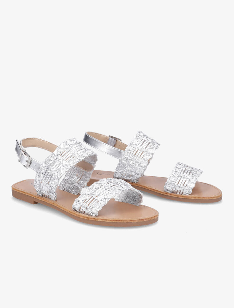 Nu-pieds à bride et ganse tressée - Argent - 4