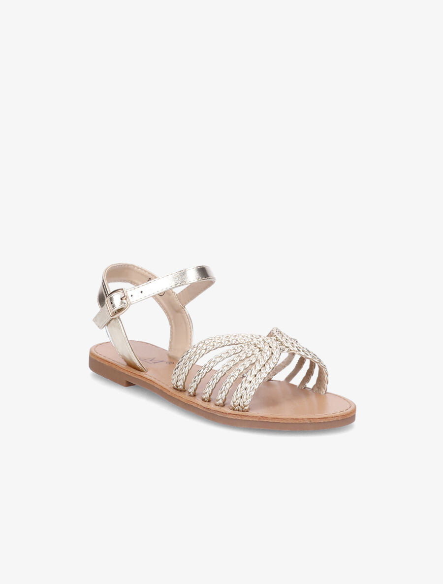 Nu-pieds à ganses tressées entrelacées - Or - 1