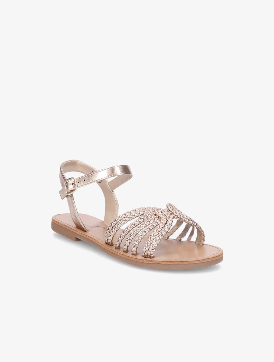 Nu-pieds à ganses tressées entrelacées - Champagne - 1