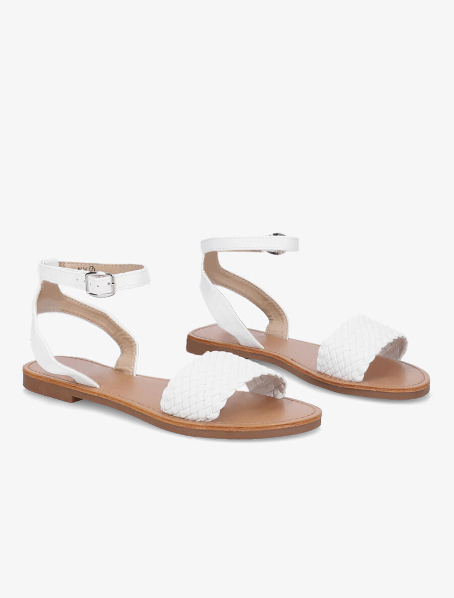 Nu-pieds à ganses tressées effet osier - Blanc - 4