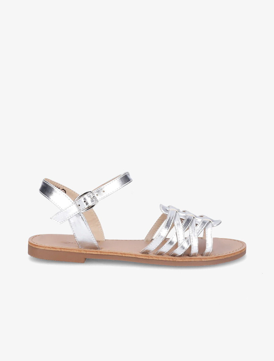 Nu-pieds à ganses entrelacées - Argent - 2