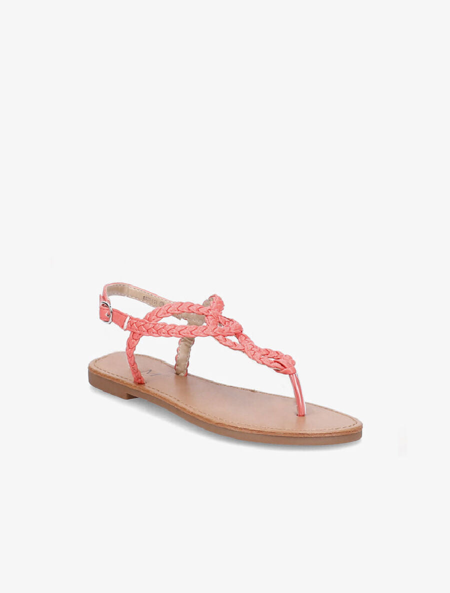 Nu-pieds à bride en T tressée - Rose - 5
