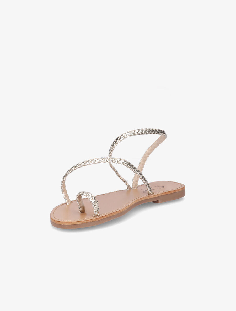 Nu-pieds en simili tressé - Or - 3