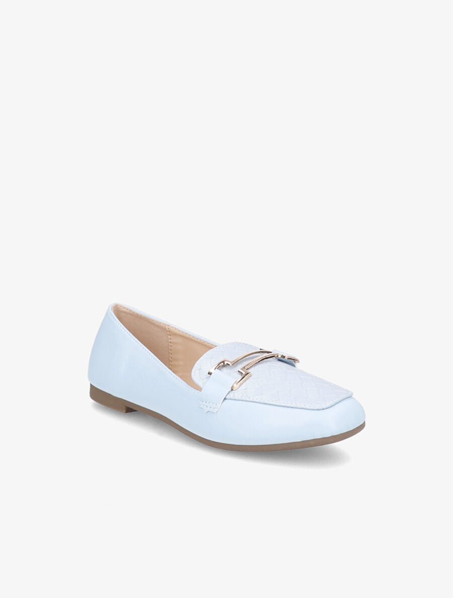 Mocassins à boucle en simili tressé - Bleu clair - 1