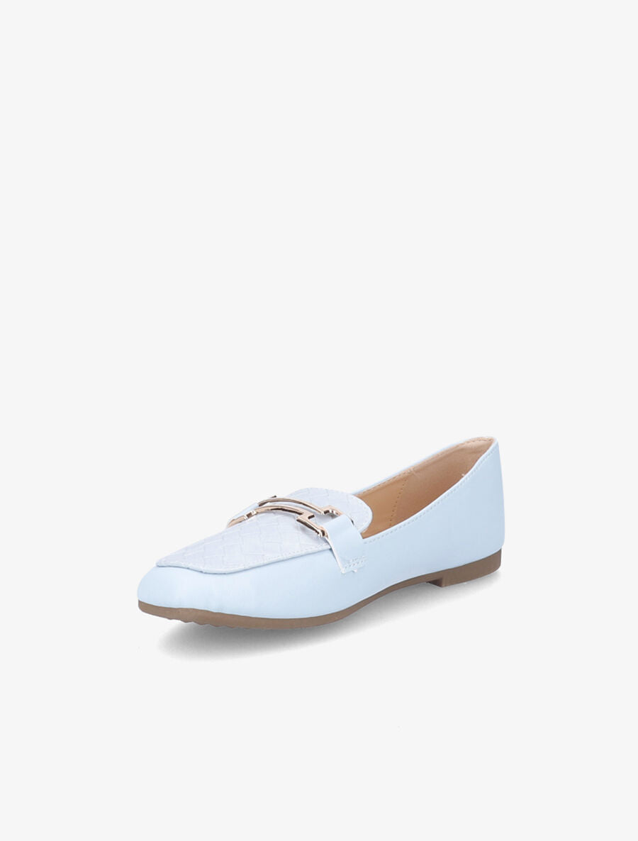 Mocassins à boucle en simili tressé - Bleu clair - 3
