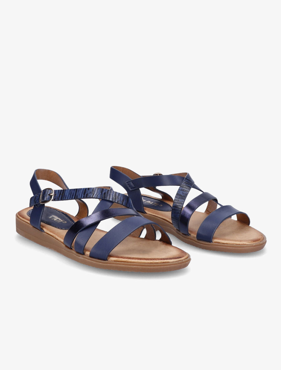 Sandales plates à brides bi-matière - Bleu - 4