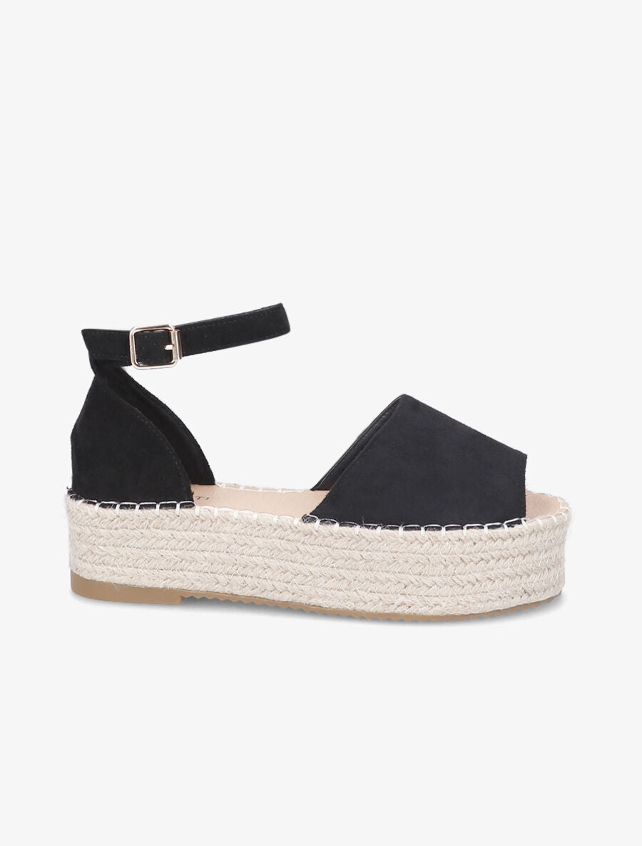 Espadrilles en suédine à plateforme - Noir - 1