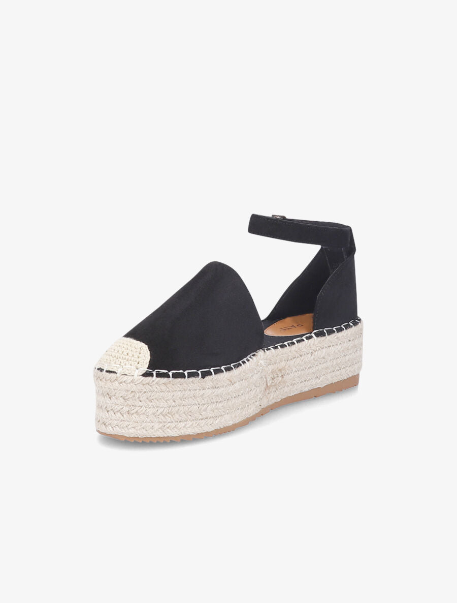 Espadrilles basique en suédine à plateforme - Noir - 2