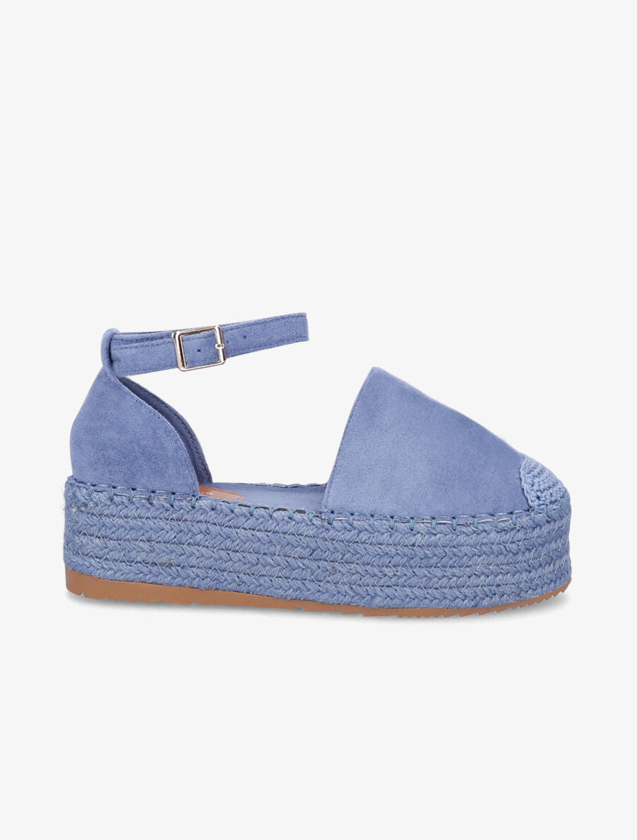Espadrilles basique en suédine à plateforme - Bleu - 3