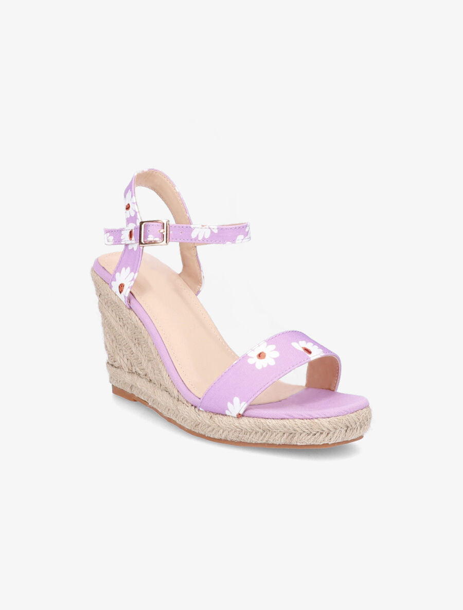 Sandales compensées imprimé pâquerettes - Lilas - 2