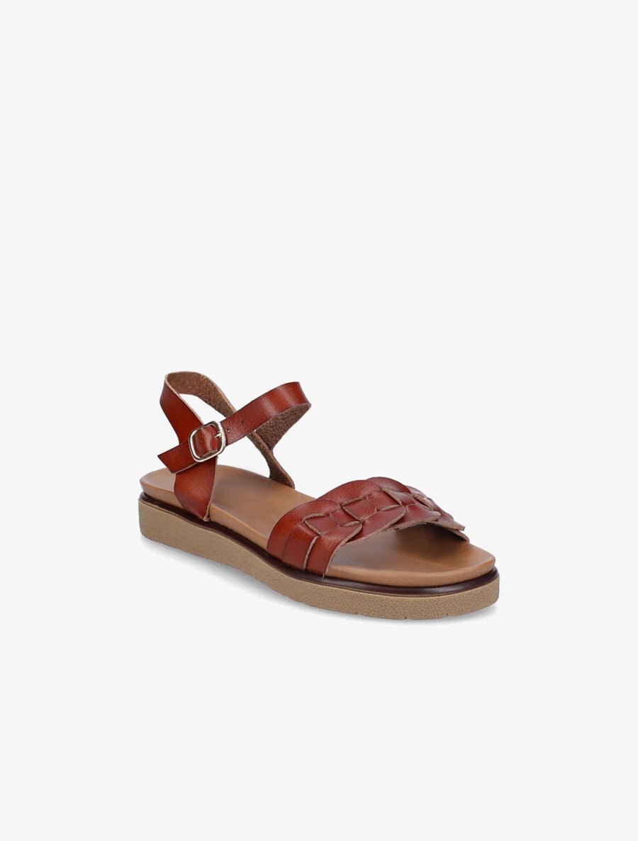 Sandales à brides tressées stylisées - Marron - 1