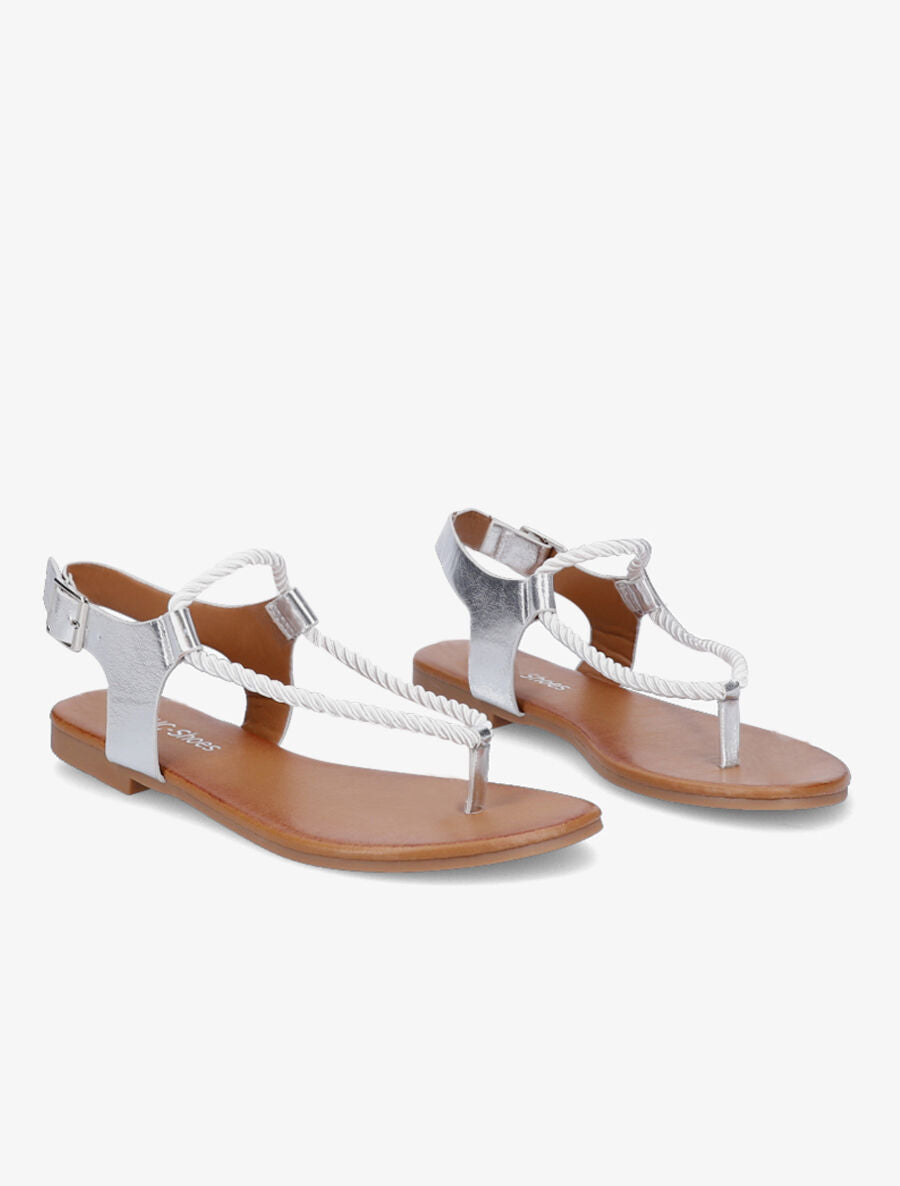 Nu-pieds à brides cordes - Argent - 4