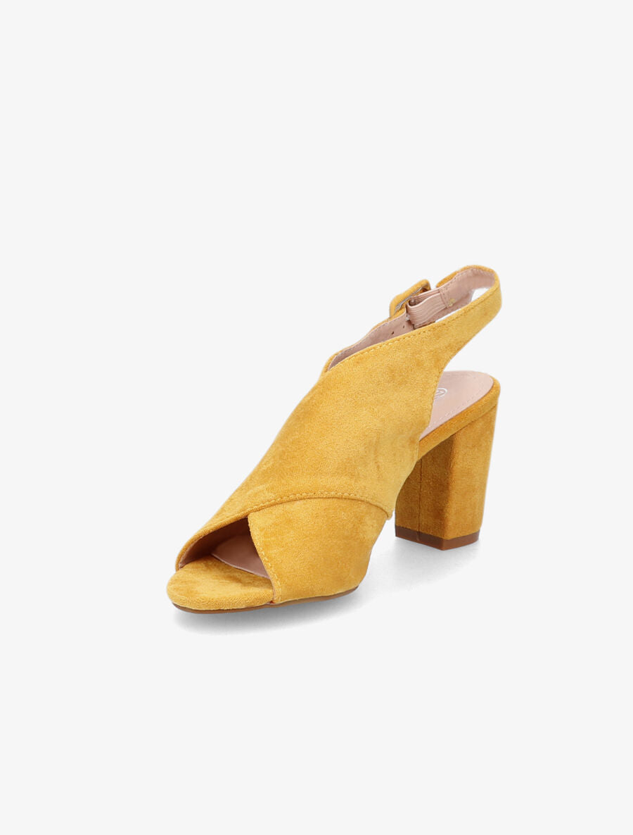 Sandales en suédine à ganses croisées - Jaune moutarde - 3
