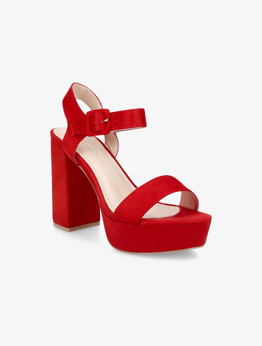 Sandales à plateforme et ganses simples - Rouge - 2