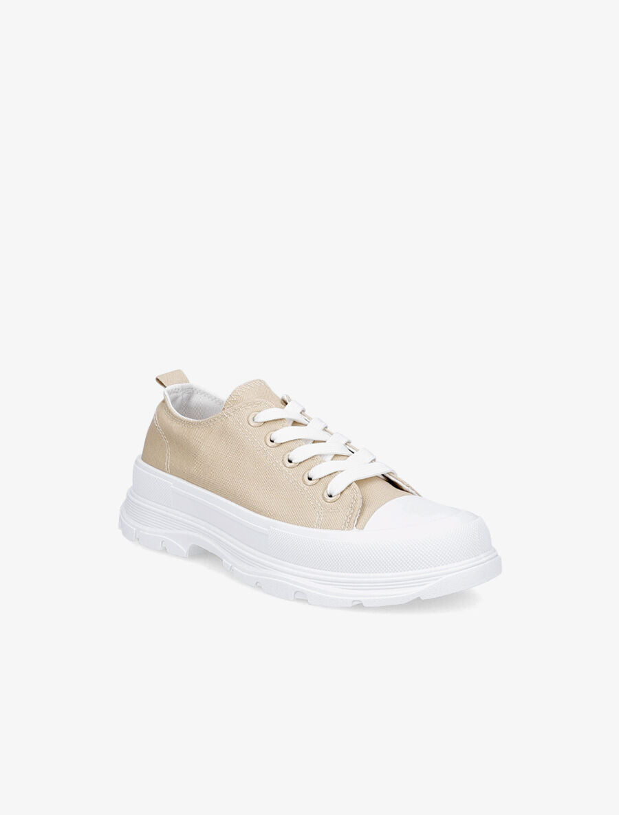 Tennis unies en toile - Beige - 2
